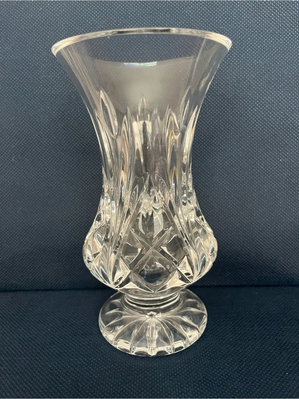 Clear Crystal-Style Cut Glass Vase -